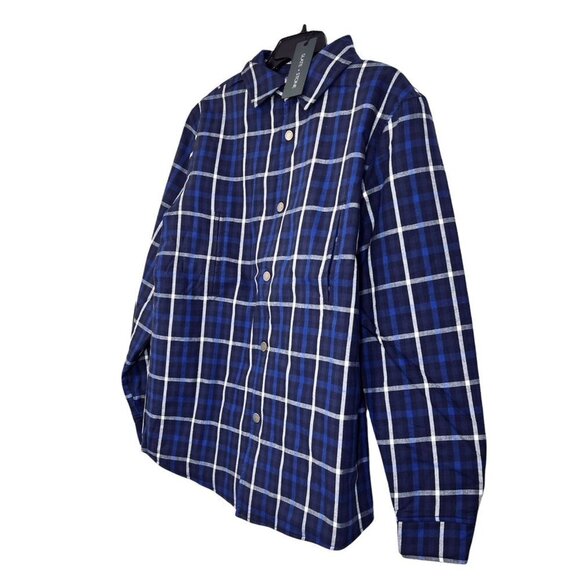 Slate & Stone Mens Blue Plaid Quilted Lightweight Snap Shirt Jacket Sz M New - Picture 3 of 9